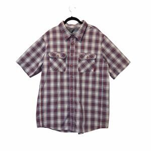 Eddie Bauer Men’s Plaid Button Down Shirt L Tall Short Sleeve Breathable Mesh